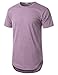 URBANCREWS Mens Hipster Hip Hop Melange Elong Crewneck T-Shirt LAVENDER LARGE