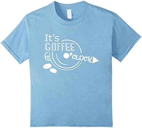 unisex-child It's Coffee Time O'clock T-shirt  8 Baby Blue