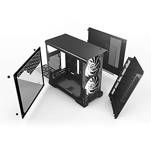 MTALLICGAR-MetallicGear-Neo-Mini-V2-Series-Mini-ITX-Case-Compact-Chassis-Sand-Blasted-Aluminum-Tempered-Glass-Panel-Liquid-Cooling-Ready-Black