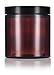 JUVITUS (12 pack) 8 oz Amber Plastic Refillable Jar with Black Smooth Lids
