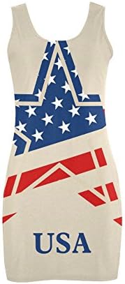 Women's Vintage Distressed American Flag stars Stripes Polyester Casual Vest Dress