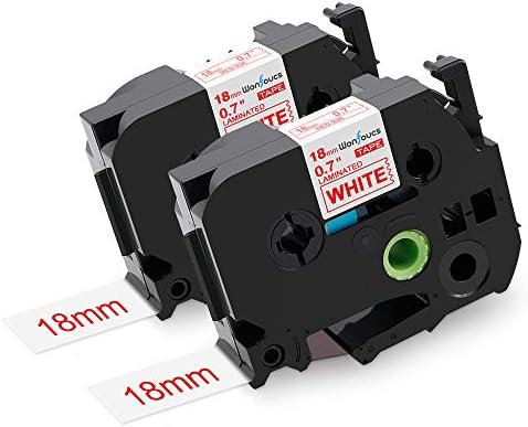 Wonfoucs Compatible Label Tape Replacement for Brother 18mm P-Touch Label Tape, Standard Laminated Red on White TZe-242 TZe Tape for Brother P Touch PT-2730 PT-D400 PT-D600 PT-P700, 2 Pack