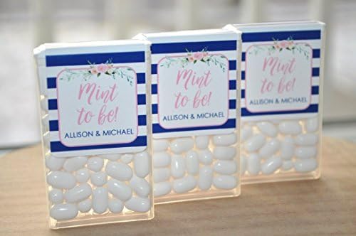Wedding Favors, Tic Tac Labels Mint To Be, Bridal Shower Favors, Bachelorette Party, Engagement Party Favors, Blue and Pink - Set of 24 Labels