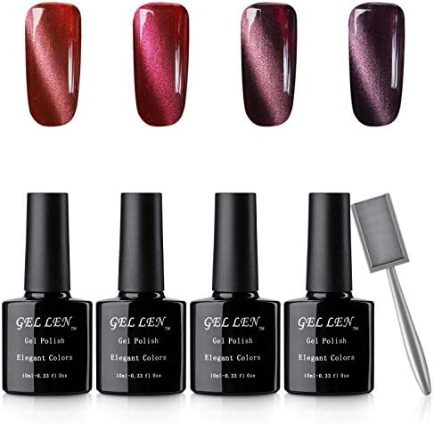 Gellen キャッツアイジェル ジェルネイル 4色セット 猫目 10ml UV・LED ポリッシュタイプ カラージェル マグネット磁石付き KTA3