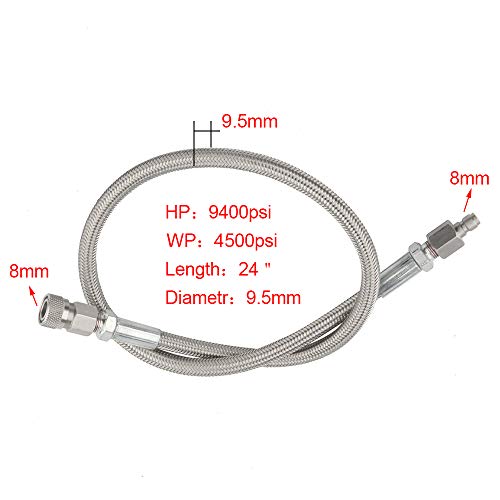 Gurlleu 4500psi Paintball Filling Hose Whip Extension Stainless Steel Air Fill Station & Charging System (24 inch)