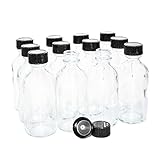 (Pack of 12) 2 oz. Clear Boston Round with Black Poly Cone Cap