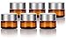 (6 pack) 5 ml 1/6 oz Amber Glass Balm Jars with Silver Matte Smooth Lids
