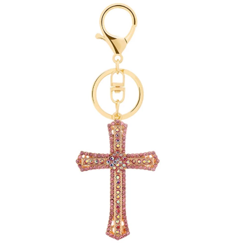ARFUKA Keyring Rhinestone Cross Pendant Keychain Iced Out Metal Key Ring Charm Jewellery Christmas Birthday Gift Keyrings Key Chain Key Ring Holder for Men and Women