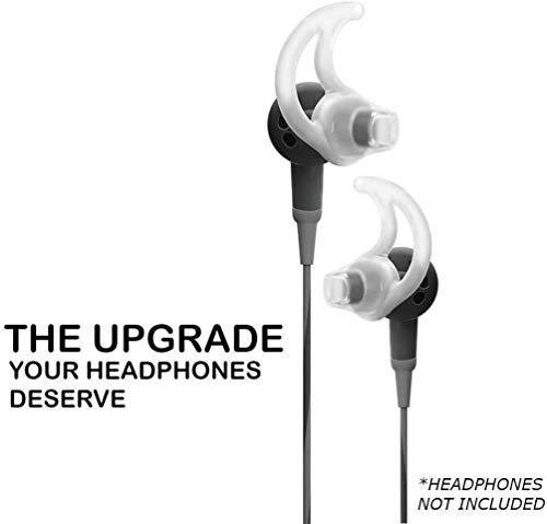 Premium Replacement Silicone Earbuds Ear Buds Tips S/M/L Eargel Isolation for Bose QuietControl 30 QC20 QC20i QC30 Soundsport SIE2 SIE2i IE2 IE3 Wireless Headphones Earphones - 3 Pairs, White