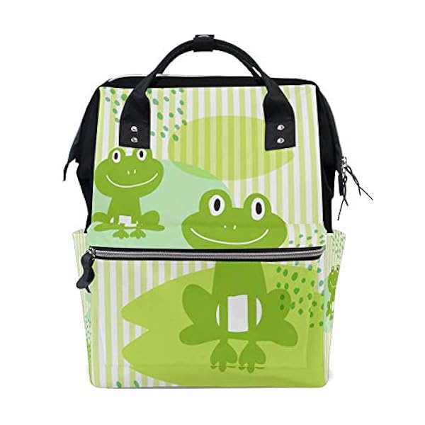 Vert Petit Etang Heureux Grenouille Grande Capacite Sacs A Langer Momie Sac A Dos Multi Fonctions