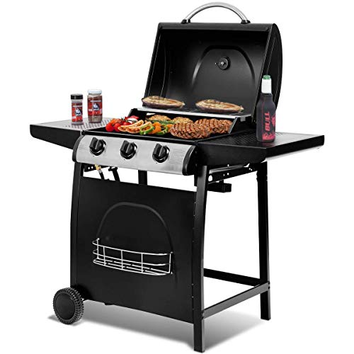 image for Giantex BBQ Propane Gas Grill Cart 3-Burner Outdoor Camping Cooking, 3