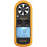 Proster Anemometer Digital LCD Wind Speed Meter Gauge Air Flow Velocity Measurement Thermometer with Backlight for Windsurfing Kite Flying Sailing Surfing Fishing Etc