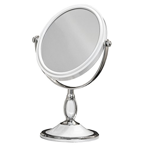 Large Oval Tabletop Twosided Swivel Vanity Makeup Mirror with 2x