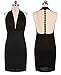 Sexy Deep V-Neck Backless Bodycon Club Dress (S) Black