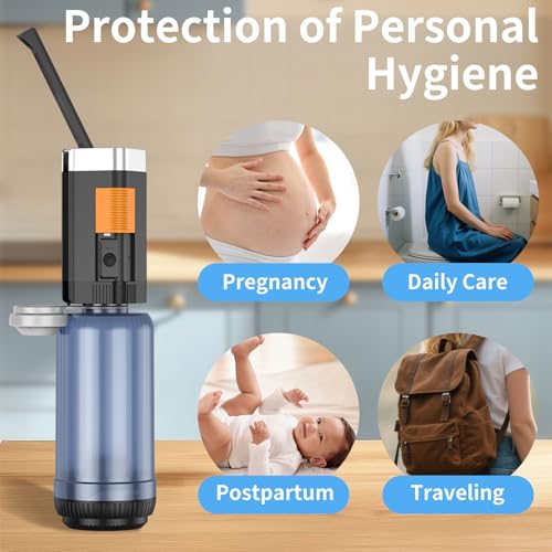 400ml Portable Electric Bidet, 2 Pressure Modes with Thorough and Gentle Cleansing, IPX7 Waterproof, Portable Bidet Sprayer for Postpartum Care, Travel Hygiene, Sensitive Skin, Bathroom Essential