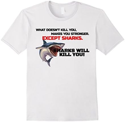 Mens Hungry Whale Shark Attack T shirt Ocean lovers Gift Large White
