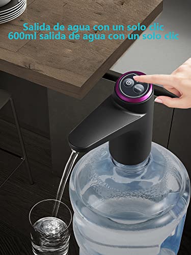 JESWO Dispensador de Agua Garrafon, Bomba para Garrafon de Agua | Portátil USB Recargable Bomba de Agua garrafon, Garrafon Dispensador Eléctrica Inalámbrica para Barbacoas, Casa