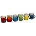 Le Creuset 6 Piece Colorful Stoneware 3.5 Ounce Petite Espresso Mug Set, Rainbow Assortment Colors