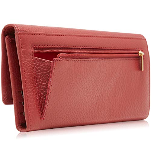 Access Denied Big Red Wallets For Women RFID - Large Clutch Womens Wallet Coin Pouch Leather Organizer Checkbook Cover Gifts For Women