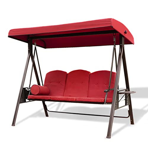 PRIVATE GARDEN 3-Seat Outdoor Patio Porch Swing, Adjustable Tilt