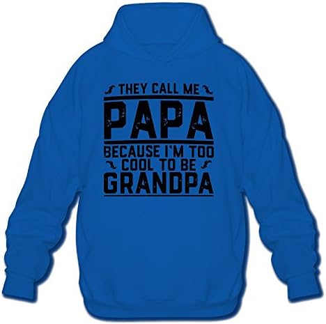 Darrens Call Me Papa Because I'm Too Cool Mens Pullover Hoodie Long Sleeve Casual Sweatshirt Large RoyalBlue
