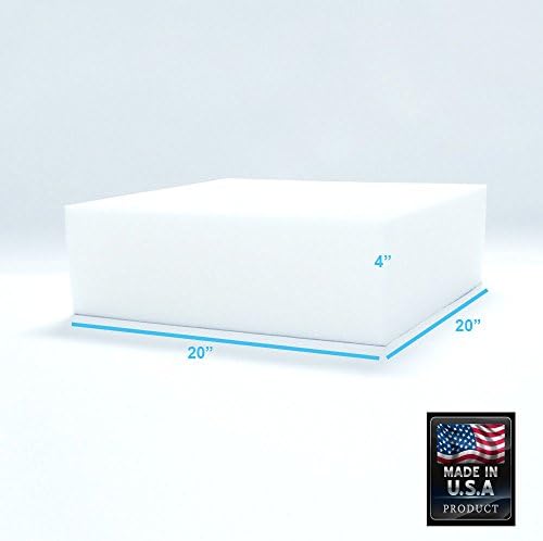 4" X 20" X 20" Upholstery Foam Medium Firm Soft Support, Chair Cushion Square Foam for Dinning Chairs, Wheelchair Seat Cushion Replacement