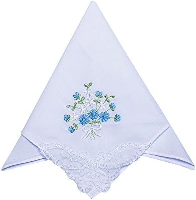 Womens Handkerchiefs Lace Ladies Hankies Embroidered White by BoosKey in Bulk for Wedding
