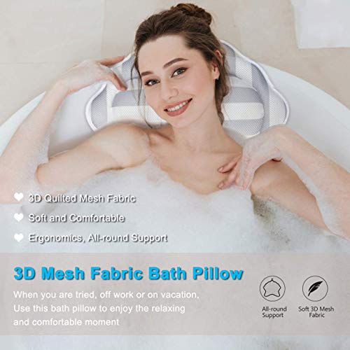 Luxurious Bath Pillow for Women & Men, Ergonomic Bathtub Cushion for Neck, Head & Shoulders