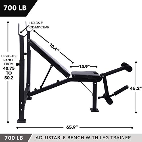 Olympic Weight Bench with Leg Developer Attachment by D1F for Strength