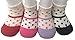 Pro1rise® 4 Pairs Infants Newborn Baby Girls Antislip Skid Mary Jane Dots Print Slipper Socks 0-12 Months