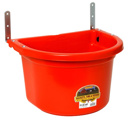 Little Giant Fence Feeder with Mounting Brackets, 20-Quart, Red