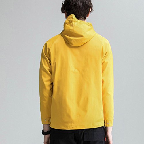 Forthery Men's Lightweight Breathable Windbreaker Pullover Jacket (Yellow, Tag XL= US L)