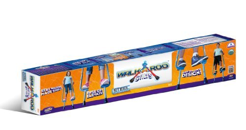 Original Walkaroo Steel Stilts by Air Kicks with Ergonomic Design for Easy Balance Walking, Assorted Colors (Blue or Red)