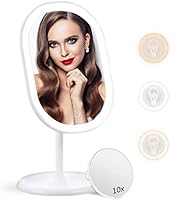 liaboe Kosmetikspiegel mit LED Licht, Kleiner Kosmetikspiegel mit 10x Vergrößerung, Schminkspiegel mit 3 einstellbaren...