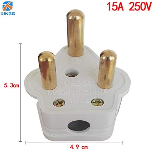 Zozu South Africa Big Round 3 Pins AC Electrical Power Male Plug Rewireable Socket Outlet Adaptor Adapter Extension Cord Connector