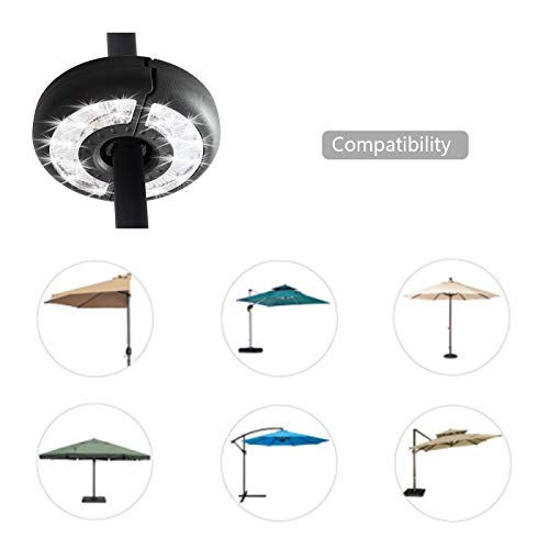 Baner Garden TD38 Patio Umbrella Light,Cordless 24 LED Night Lights,Umbrella Pole Light for Patio Umbrella or Outdoor Use (Black) - Thumbnail 3