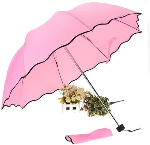 Flouncing Dome Parasol Folding Umbrella .