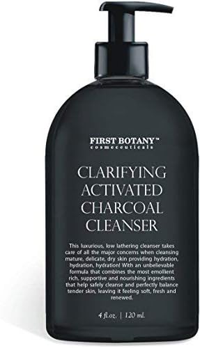 Activated Charcoal Cleanser 4 fl oz with Aloe Vera and Vegan DMAE, Vitamin C Helps to Combat Acne and Blemishes, Fade Dark Spots, and Excellent Hand soap/Hand Wash.