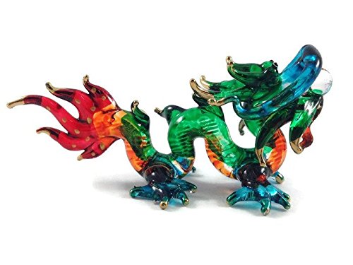 TINY CRYSTAL Dragon HAND BLOWN CLEAR GLASS ART Dragon FIGURINE ANIMALS COLLECTION GLASS BLOWN