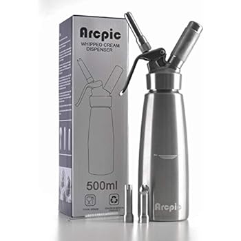 Arcpic Professional Whipped Cream Dispenser Chargers Stainless Steel Cream Whipper Leak Proof Fits 8g N2o Cartridges Not Included 1 Pint
