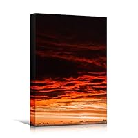 Canvas Wall Art Gradient Sunset Coastal Orange Photography Relax/Calm Romantics Sunset Warm - 12x18 inches