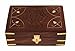 Hand Carved Wooden Jewelry Holder Box Organizer Multipurpose with Floral Carvings & Brass Inlay by Store Indya