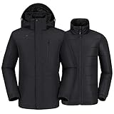 CAMEL CROWN Men's 3 in 1 Waterproof Ski Jacket Winter Jacket, Windproof Puffer Liner Snow Jacket Coat for Hiking Snowboard