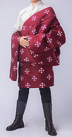 Amazon チベット 民族 衣装 伝統 豪華 高級 ハンドメイド チベット ドレス 長袍 シルク オーダーメイド製作 赤 男性 服 ファッション小物 通販