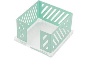 MOGOOSTRY Sticky Note Holder Memo Pad Cube Dispenser 3.5 x 3.5Inch Notepad Holder Acrylic Base Green Metal Mesh Desk Organizer for Home Office Supplies (Laurel Green Memo Pad Holder)
