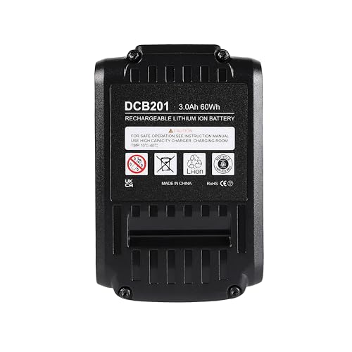 GHU DCB202 Batería Compacta de Reemplazo de 20V 3.0Ah para Herramientas Dewalt 20V MAX Compatible con Dewalt DCB200 DCB204 DCB206 DCB201 DCB203 DCB206 DCB207 20V Herramientas Inalámbricas
