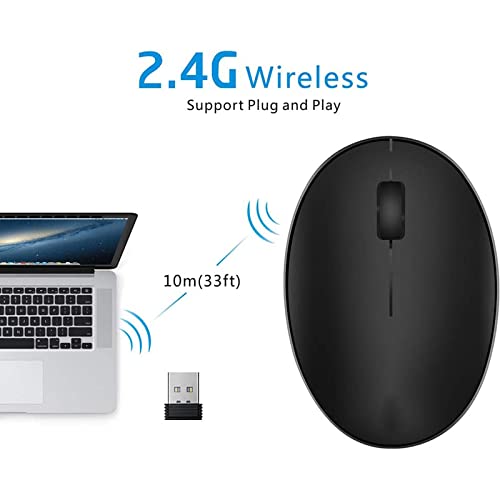 Uiosmuph Mini Rechargeable Wireless Computer Mouse, 2.4GHz, Silent Optical Mouse with USB Receiver, Auto Power Off, 3 Buttons, 1000 DPI for Laptop/PC (Black)