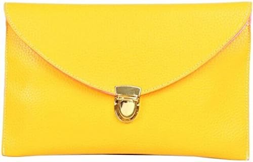 JOVANAS FASHION Envelope Clutch Chain Purse Lady Handbag Tote Shoulder Hand Bag (Yellow)
