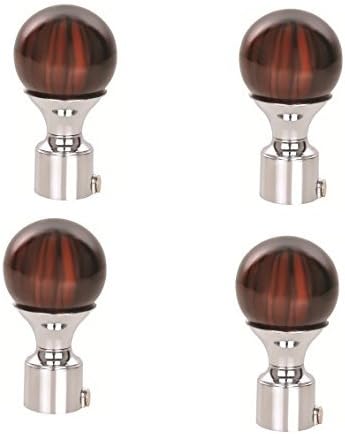 S Decor Metal Curtain Finial with Brackets, 10 Feet, Pack of 4 , Geometric , Multicolor, lined