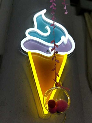 Handmade Ice Cream Neon Signs, LED Neon Light Sign Boards with Remote Control Home Beer Bar Pub Recreation Room Game Lights Windows Garage Wall Signs (Ice Cream Neon Sign)